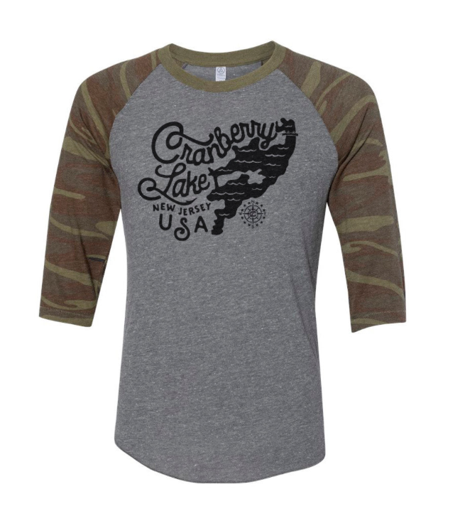 Cranberry Lake Map - Camo Raglan