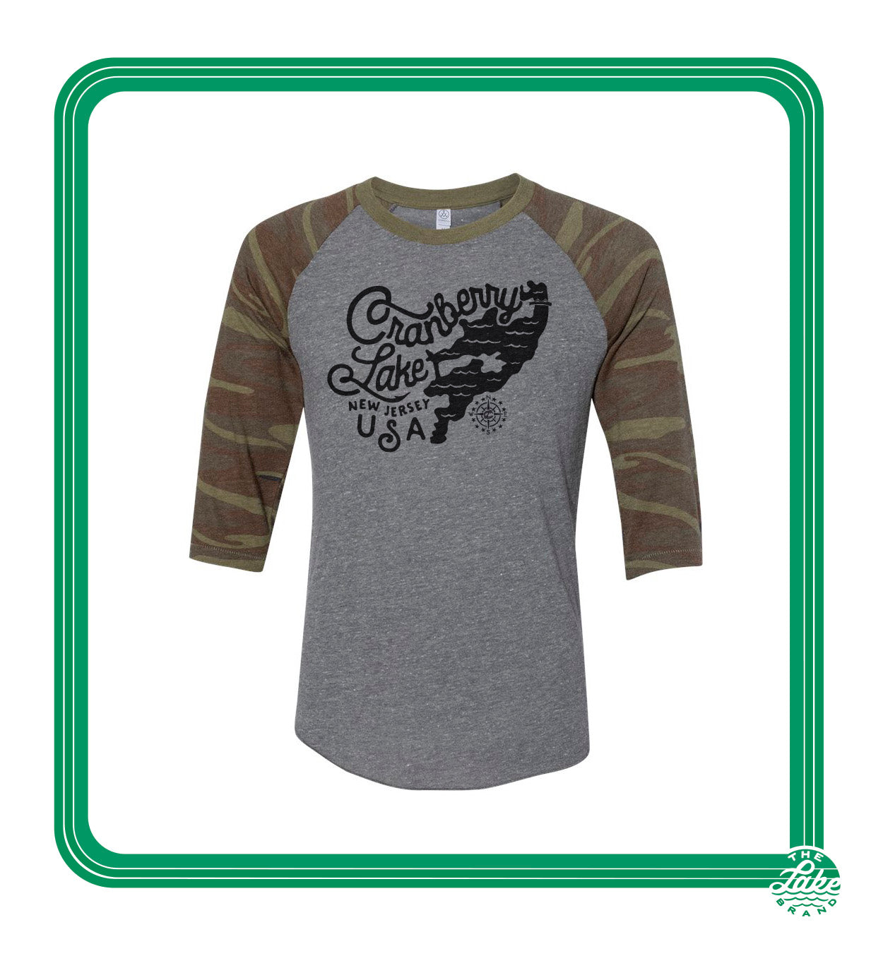 Cranberry Lake Map - Camo Raglan
